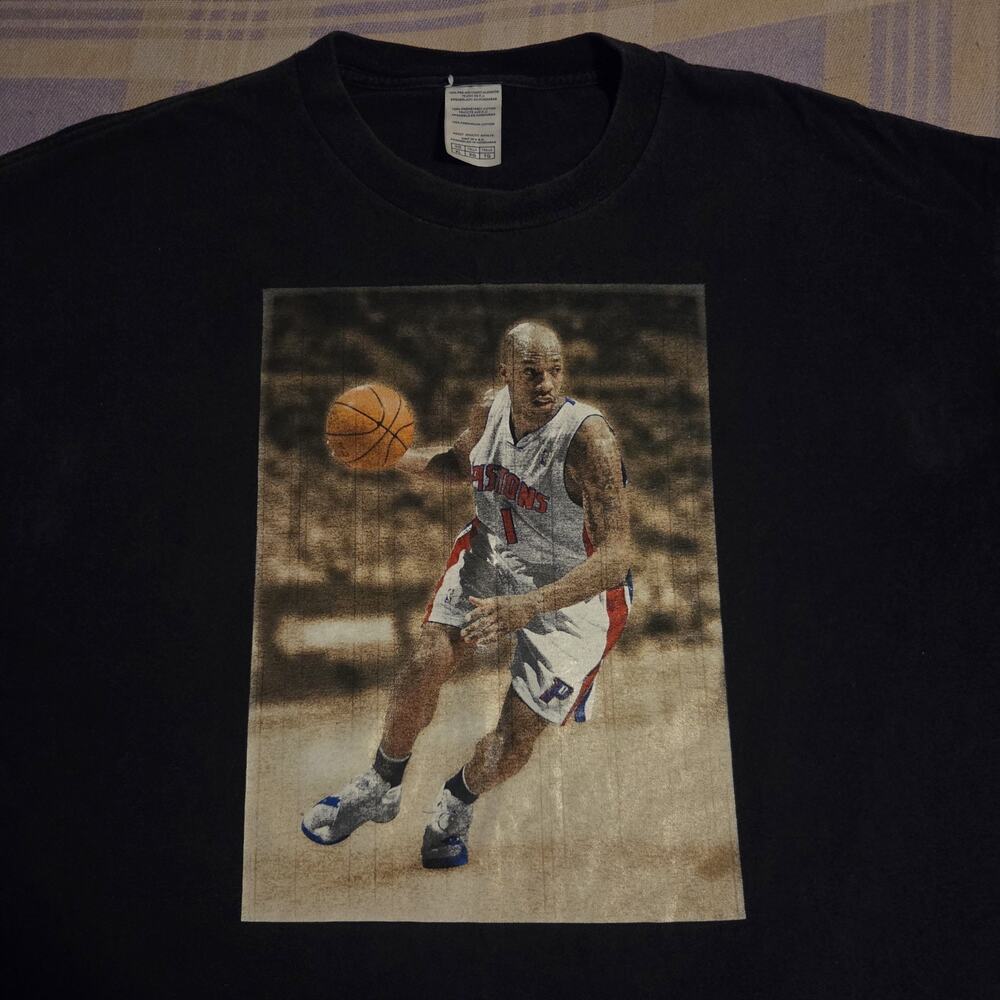 Adidas Chauncey Billups Detroit Pistons T Shirt Promo Size XL 2000s Coach Y2k